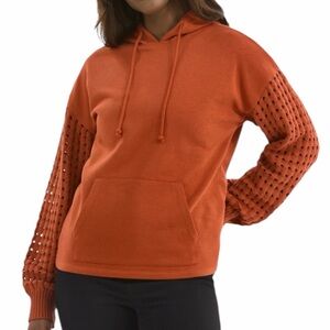 TIME AND TRU Rust Hoodie with Crochet Sleeves NWOT